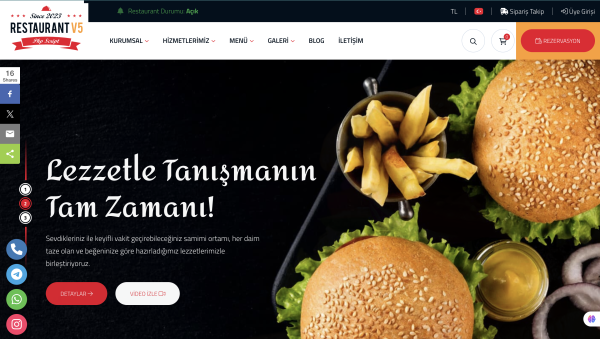 Cafe & Restaurant (Sanal Pos - Sesli Bildirim Sistemli - Teslimat Bölgesi Sistemli)